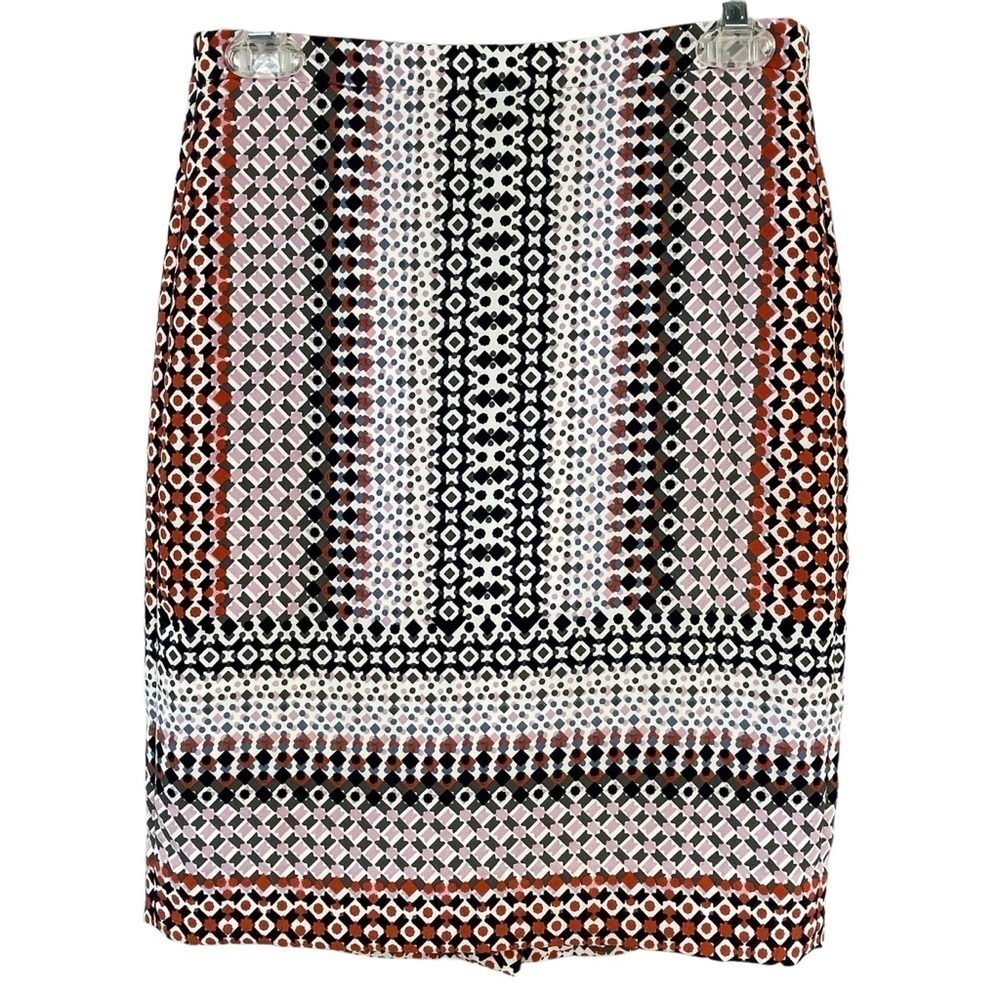 J. Crew Women’s Multicolor Geometric Print Pencil Skirt Chic Sophisticated Sz 00